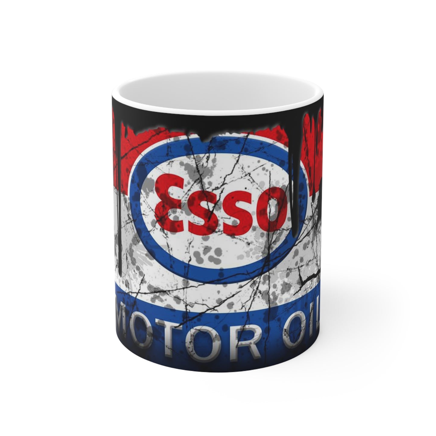 Vintage Esso Motor Oil Ceramic Coffee Cup - Retro Gas Station Style Mug, 11oz & 15oz