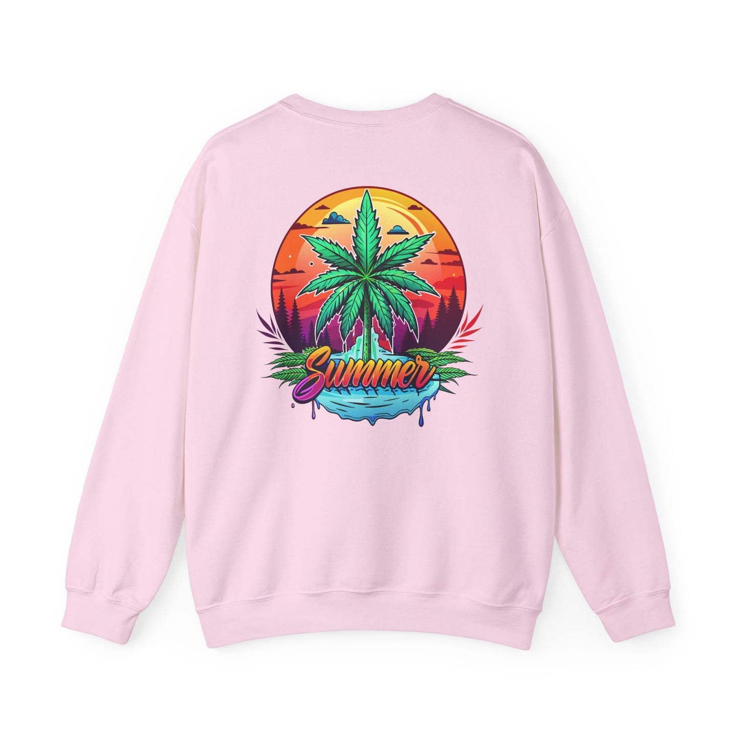 Summer Cannabis Leaf Swaetshirt – Retro Tropical Sunset