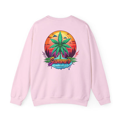 Summer Cannabis Leaf Swaetshirt – Retro Tropical Sunset
