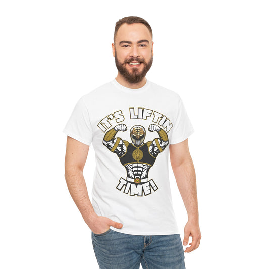Motivational Fitness Tee - "It's Liftin' Time!" Unisex Heavy Cotton Shirt White