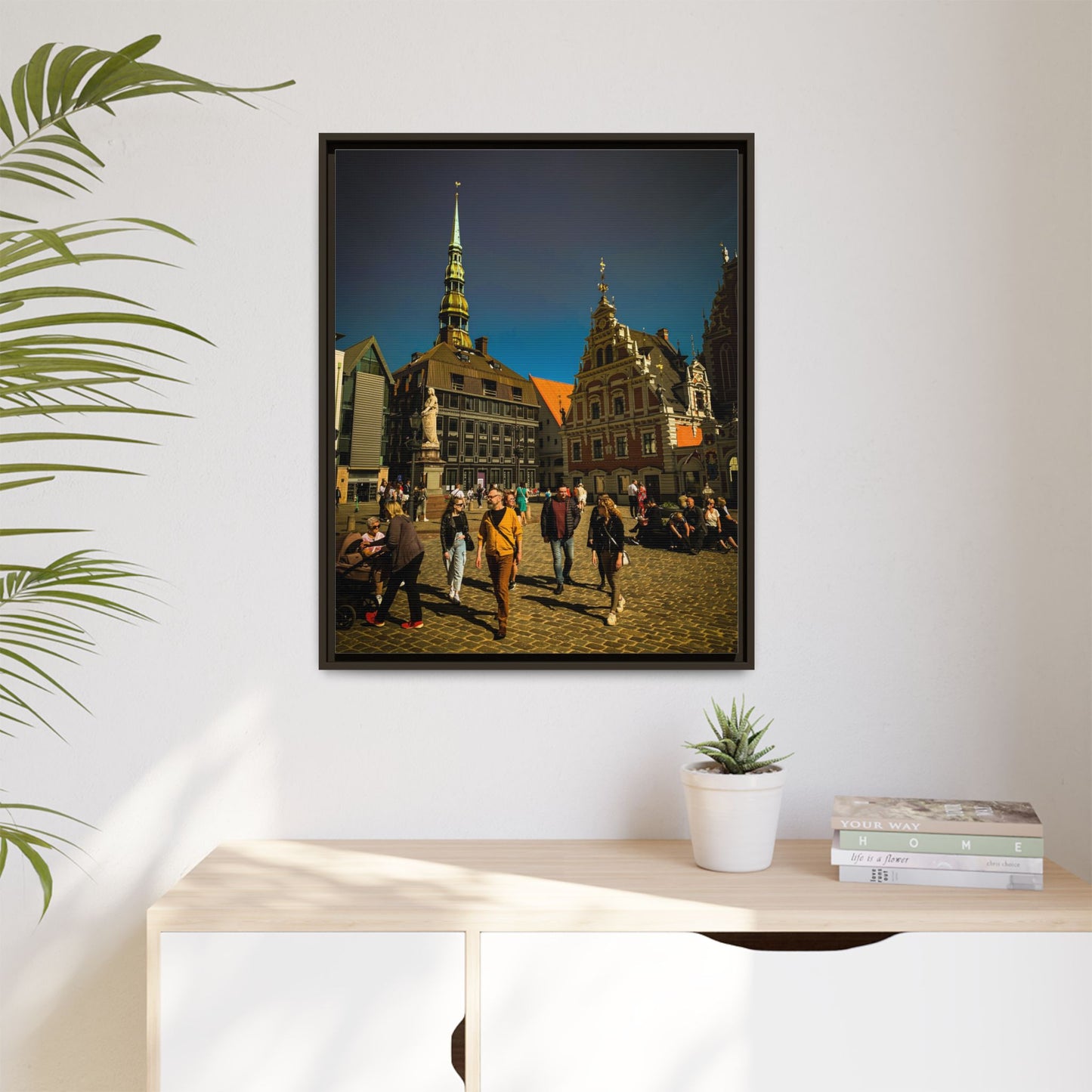 Riga Old Town Matte Canvas, Framed (Multi-color)