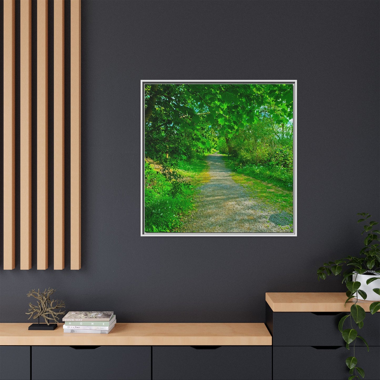Listowel River Walk Matte Canvas, Framed (Multi-color)