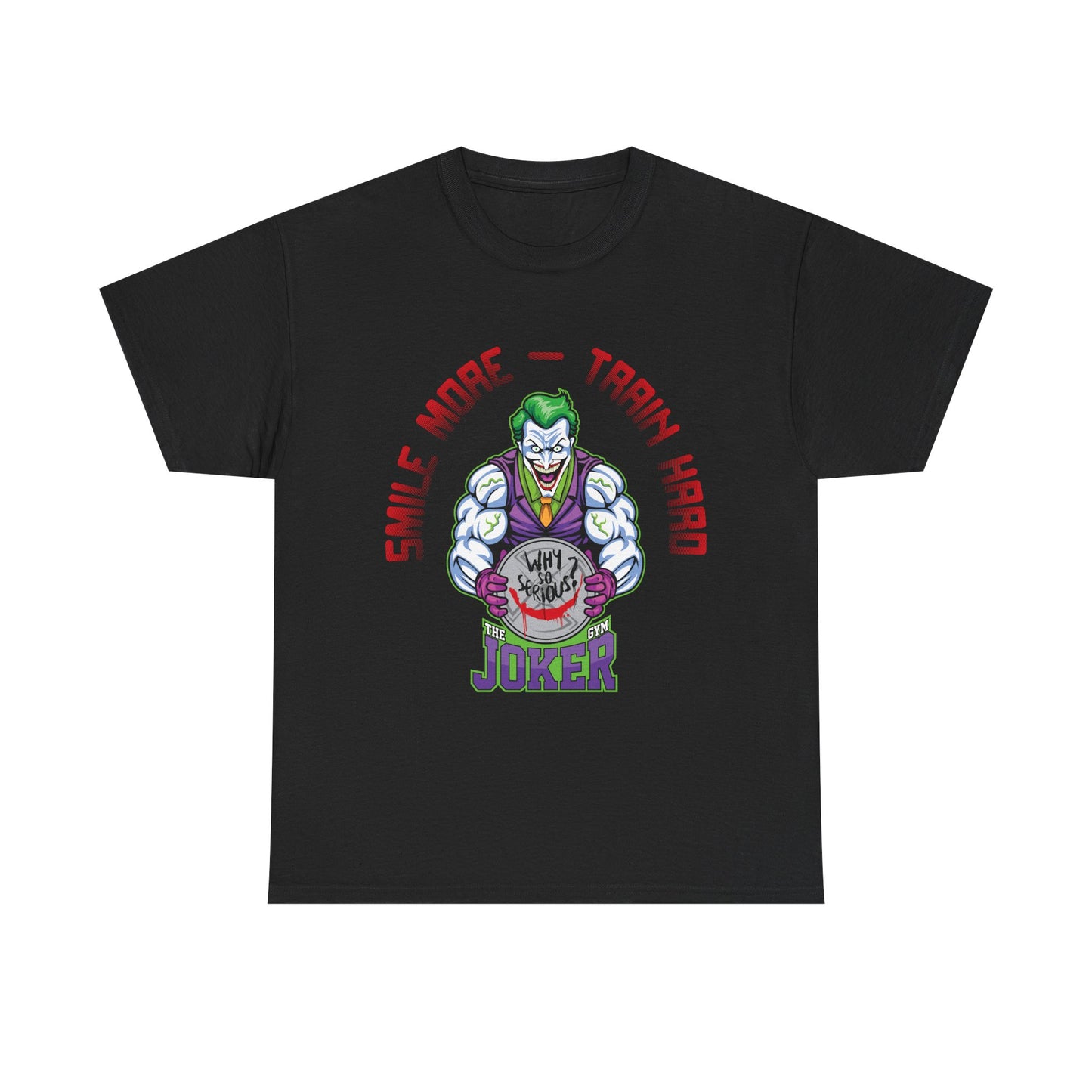Joker Workout Tee - Smile More, Train Hard Unisex Heavy Cotton T-Shirt Black
