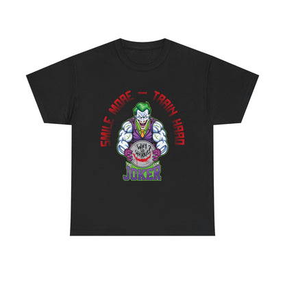 Joker Workout Tee - Smile More, Train Hard Unisex Heavy Cotton T-Shirt Black