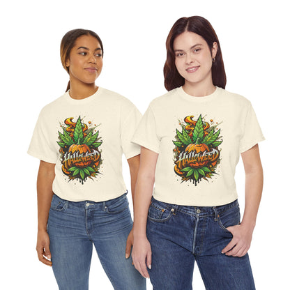 Hallowed Harvest Tee — Halloween Mask & Pumpkin Graphic T-Shirt