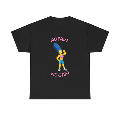 Marge No Pain No Gain Black Unisex Heavy Cotton Tee