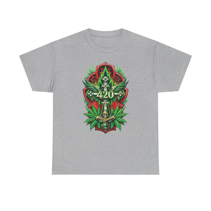 420 Cannabis Shield T-Shirt – Marijuana Leaf Stoner Graphic Tee