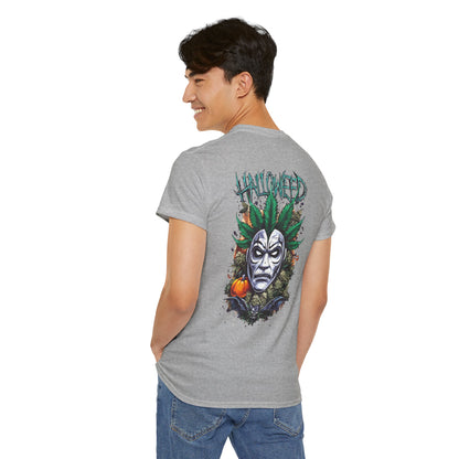 Hallowed Harvest Tee — Halloween Mask & Pumpkin Graphic T-Shirt