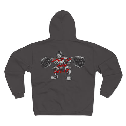Shut Up and Squat Fitness Unisex Hooded Zip Sweatshirt for Gym Enthusiasts