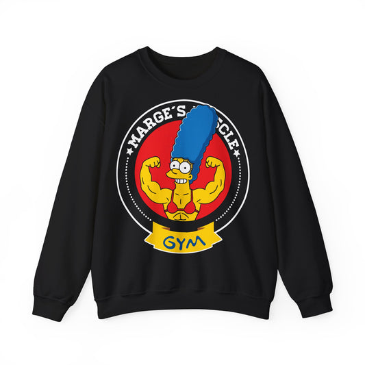 Marge's Muscle Gym Unisex Heavy Blend™ Crewneck Sweatshirt - Funny Sweatshirt for Fitness Enthusiasts Black