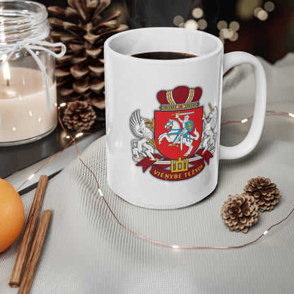 Lithuania Herb Crest Ceramic Coffee Cups - 11oz & 15oz, Perfect for Gifts & Home Decor