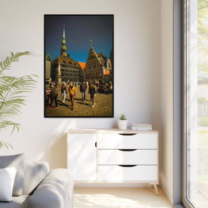 Riga Old Town Matte Canvas, Framed (Multi-color)