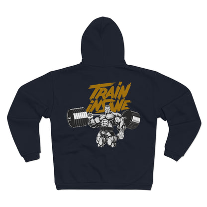 Train Insane Unisex Zip Hoodie - Motivational Gym Sweatshirt for Fitness Lovers