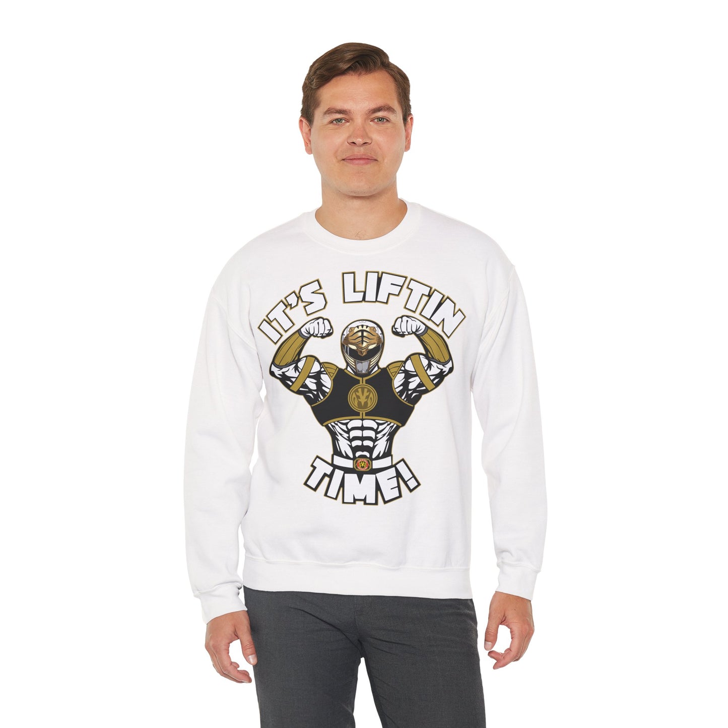 Unisex Heavy Blend™ Crewneck Sweatshirt - 'It's Liftin Time!' Gym Apparel White