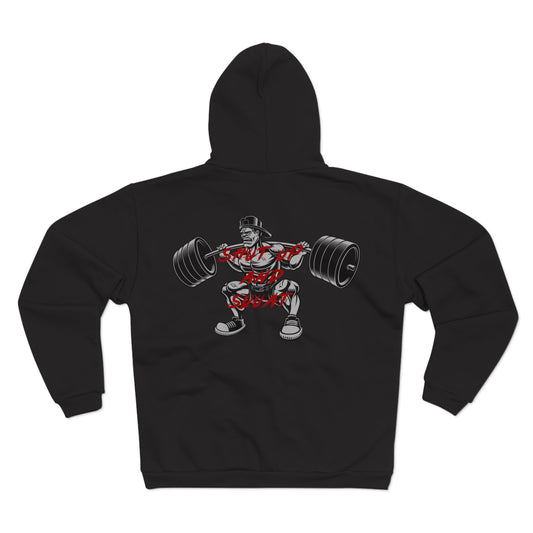 Shut Up and Squat Fitness Unisex Hooded Zip Sweatshirt for Gym Enthusiasts