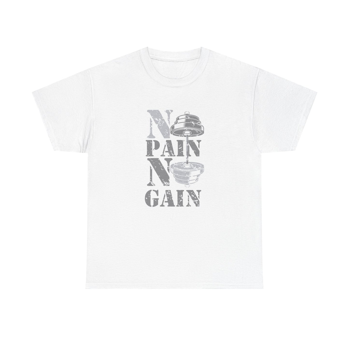 Unisex Heavy Cotton Tee - No Pain No Gain Fitness Shirt