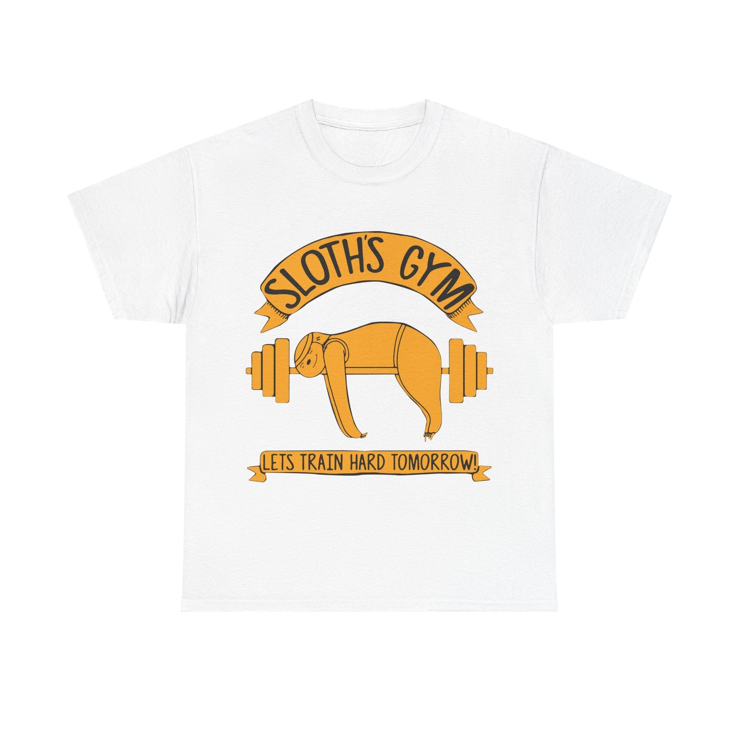 Funny Sloth Gym Unisex Heavy Cotton Tee - "Let's Train Hard Tomorrow" White