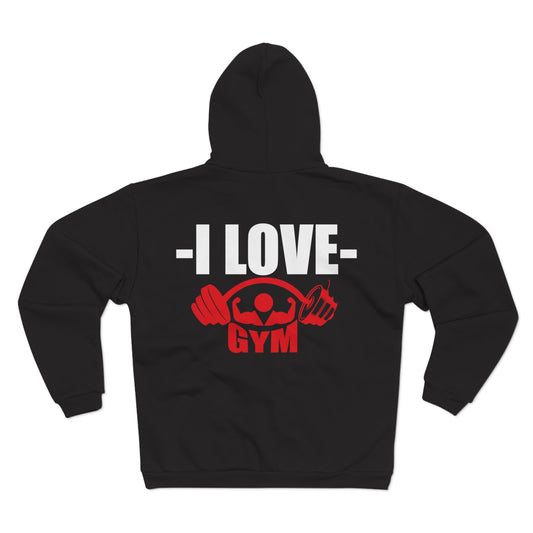 I Love Gym Unisex Hooded Zip Sweatshirt - Perfect for Fitness Lovers