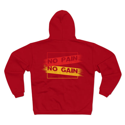 No Pain No Gain Unisex Hooded Zip Sweatshirt - Motivational Activewear