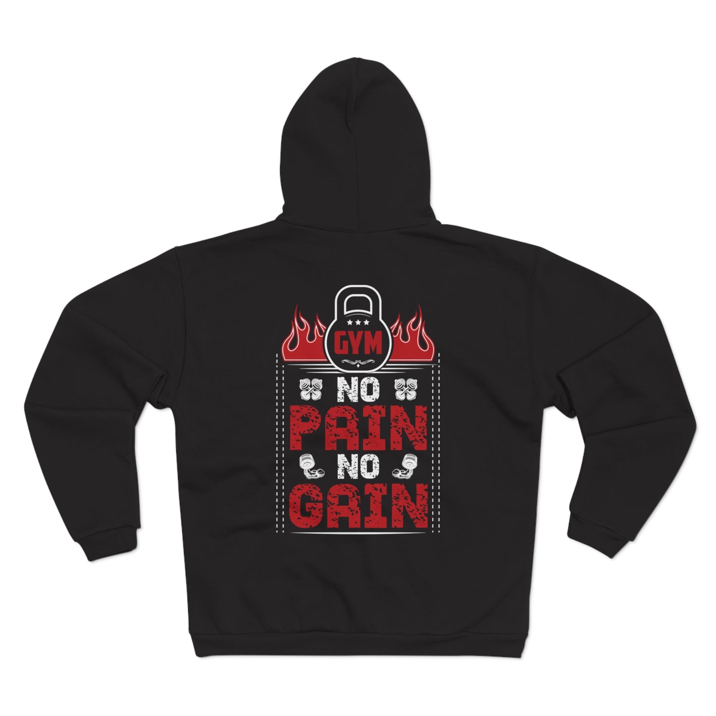 No Pain No Gain Unisex Hooded Zip Sweatshirt - Gym Motivation Apparel