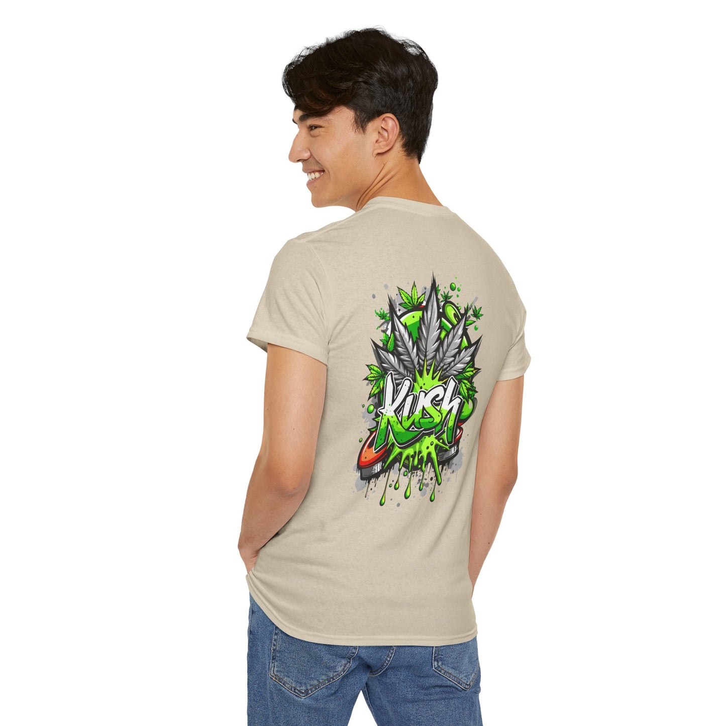 Kush Graffiti T-Shirt — Green Cannabis Leaf Street Art Tee
