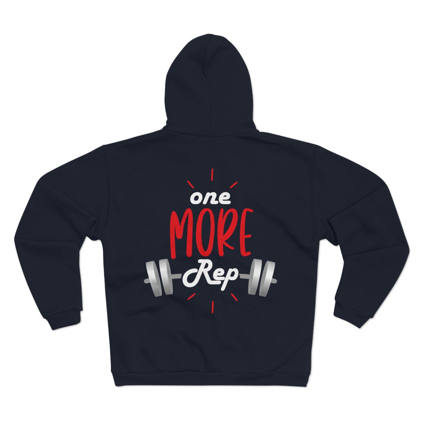 Motivational Gym Zip Sweatshirt for Fitness Enthusiasts - 'One More Rep'
