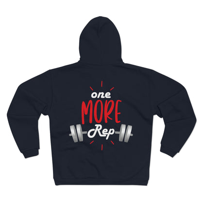 Motivational Gym Zip Sweatshirt for Fitness Enthusiasts - 'One More Rep'