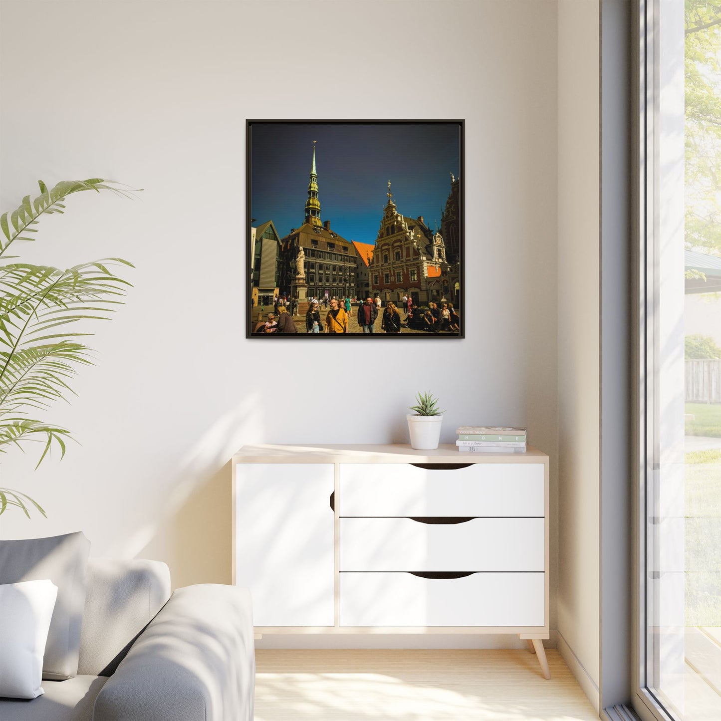 Riga Old Town Matte Canvas, Framed (Multi-color)