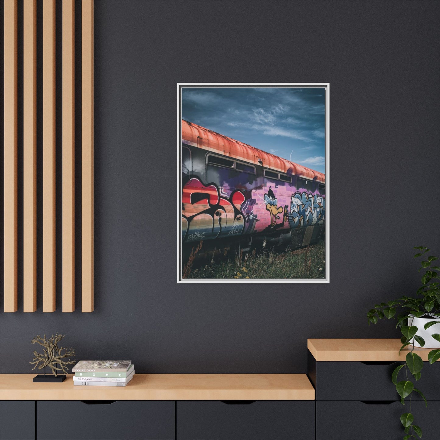 Night Train Matte Canvas, Framed (Multi-color)