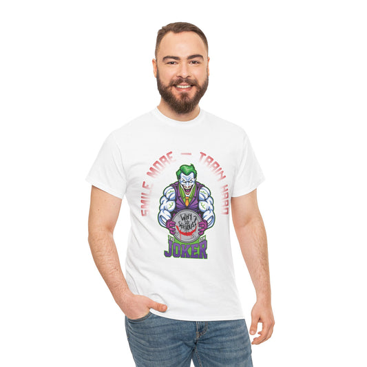 Joker Graphic Unisex Heavy Cotton Tee - "Smile More, Train Hard" White