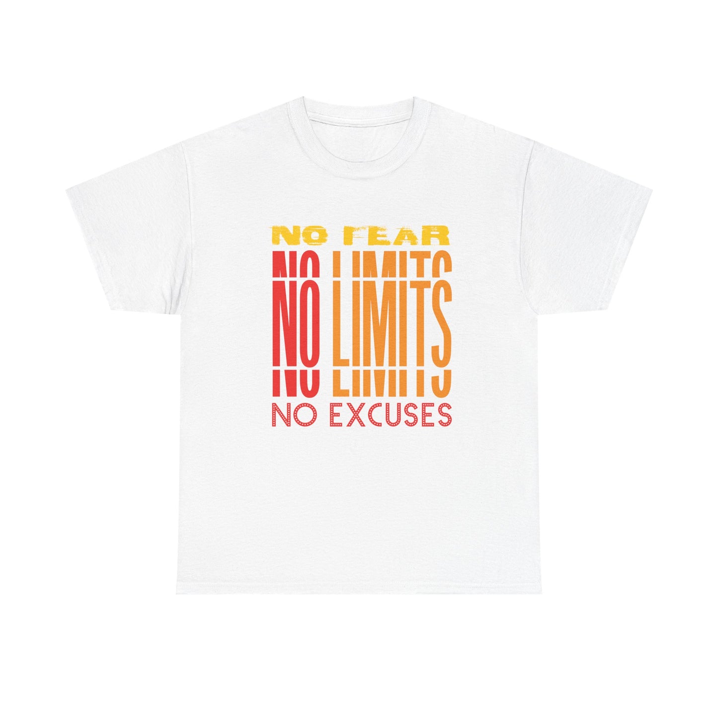 Motivational Unisex Heavy Cotton Tee - "No Fear, No Limits, No Excuses"