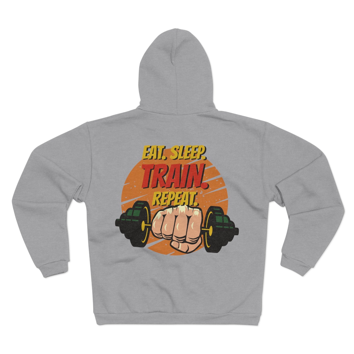 Unisex Hooded Zip Sweatshirt - Eat, Sleep, Train, Repeat
