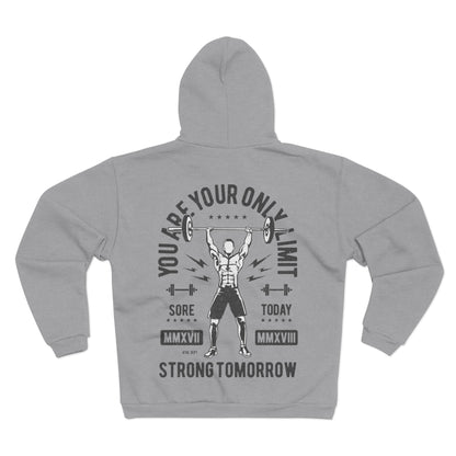 Motivational Fitness Hoodie - "You Are Your Only Limit" Unisex Hooded Zip Sweatshirt