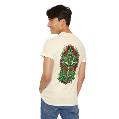 420 Cannabis Shield T-Shirt – Marijuana Leaf Stoner Graphic Tee