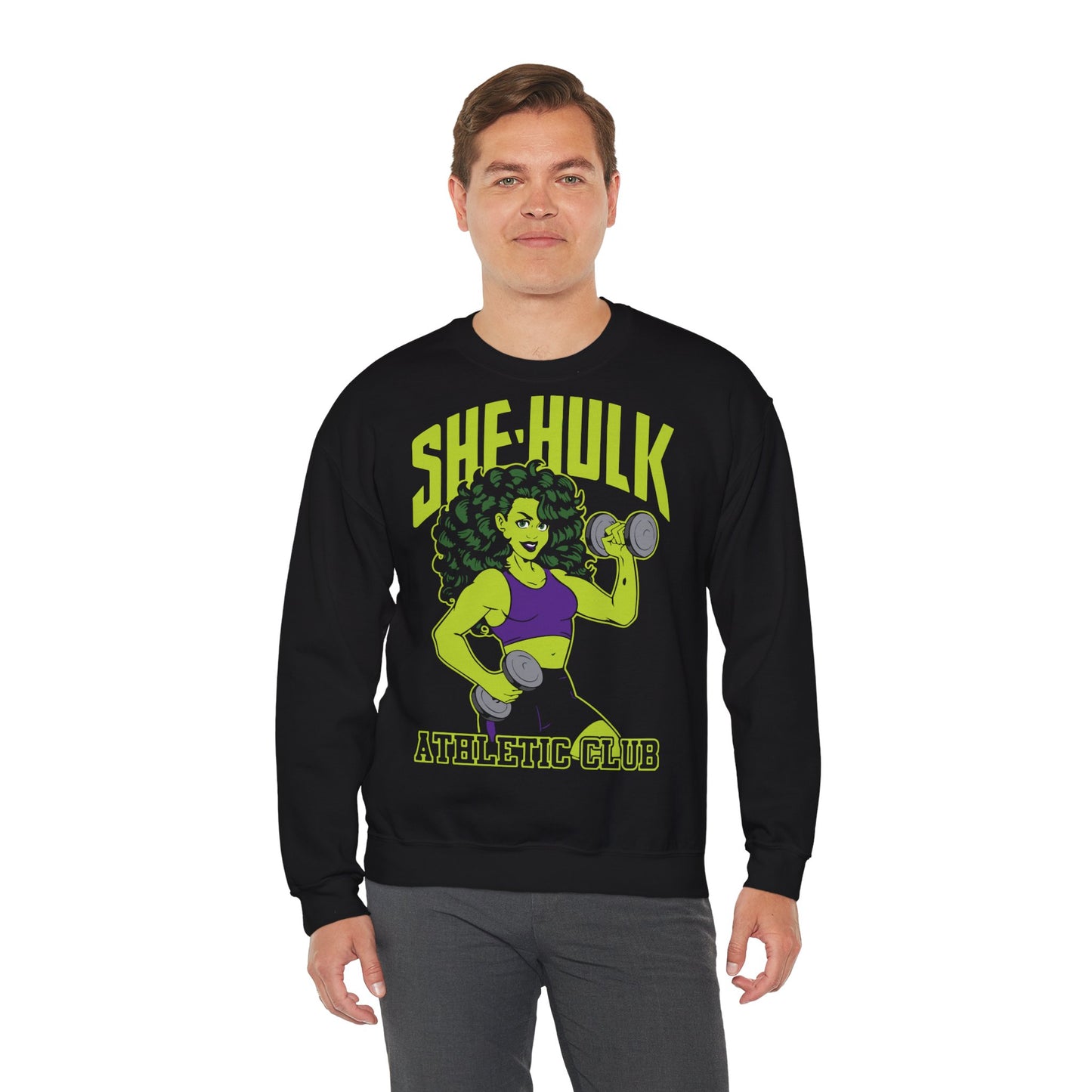 She-Hulk Athletic Club Unisex Heavy Blend™ Crewneck Sweatshirt - Empowering Fitness Sweatshirt for Superhero Fans Black