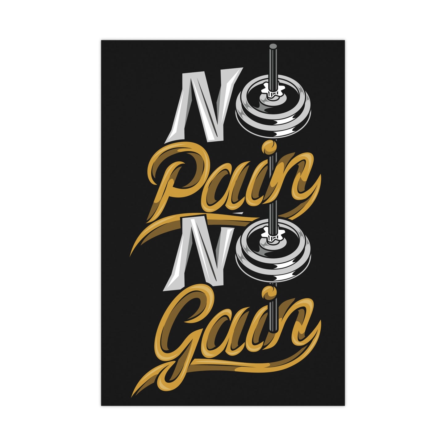 No Pain No Gain Motivational Matte Poster - Fitness Wall Art for Gym Lovers