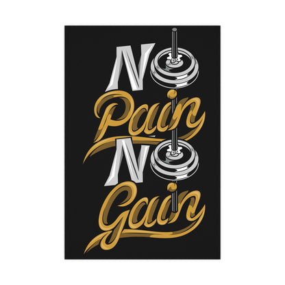 No Pain No Gain Motivational Matte Poster - Fitness Wall Art for Gym Lovers
