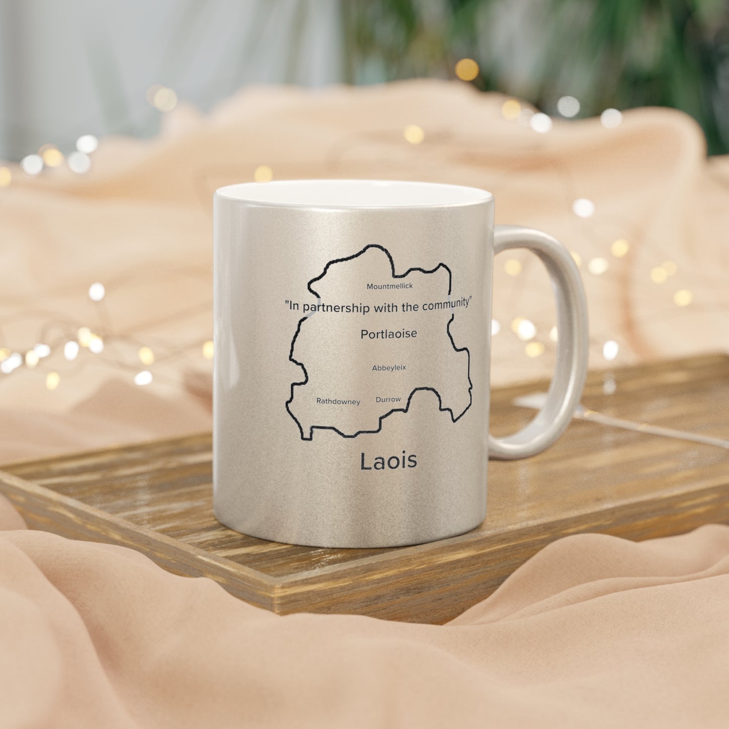 Laois County Metallic Colour Mug - Silver/Gold - Perfect Gift for Coffee Lovers