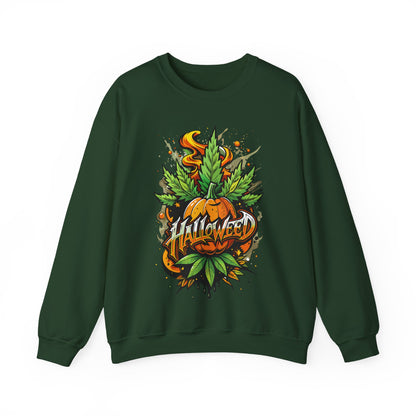 Halloween Pumpkin Graphic Sweatshirt — 'Halloween' Pumpkin & Leaves Illustration