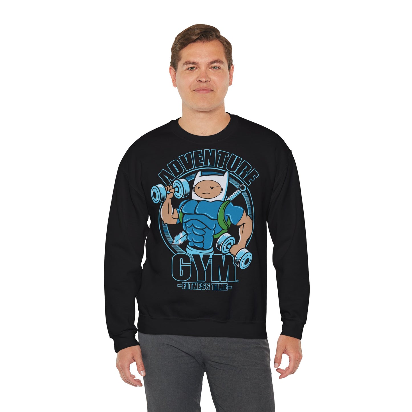 Adventure Gym Fitness Time Crewneck Sweatshirt Only Black