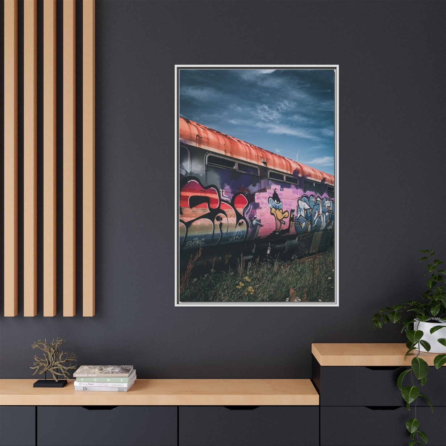 Night Train Matte Canvas, Framed (Multi-color)