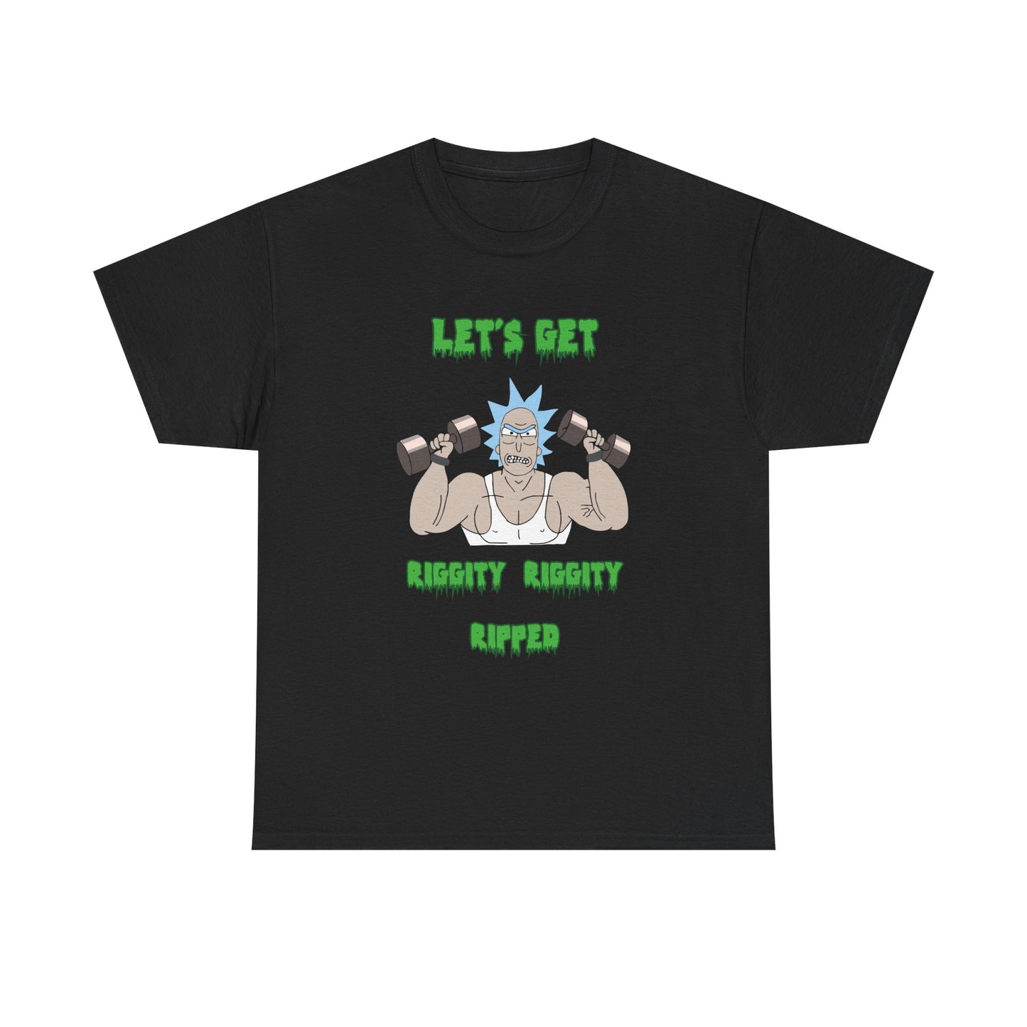 Funny Fitness Unisex Heavy Cotton Tee - "Let's Get Riggity Ripped" Black