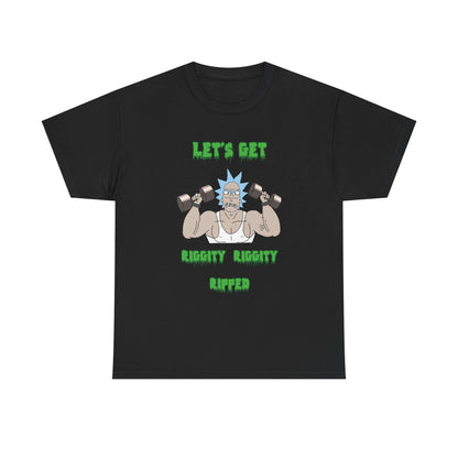 Funny Fitness Unisex Heavy Cotton Tee - "Let's Get Riggity Ripped" Black