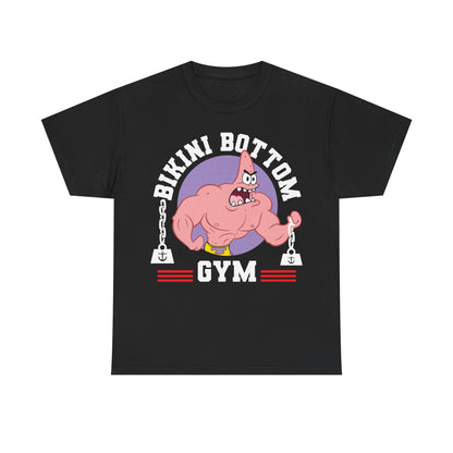 Bikini Bottom Gym Patrick Black Unisex Heavy Cotton Tee