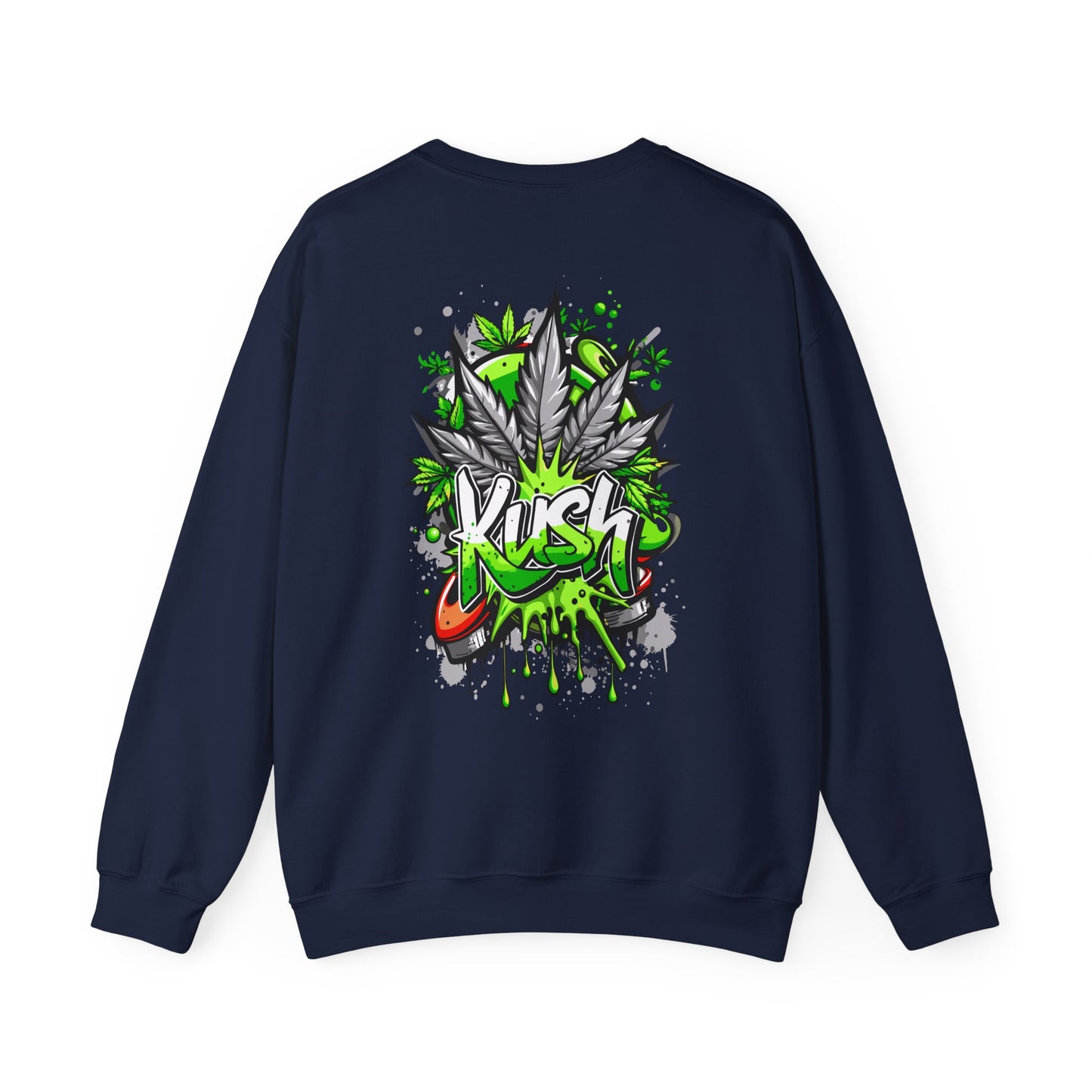 Kush Graffiti Sweatshirt — Green Cannabis Leaf Street Art