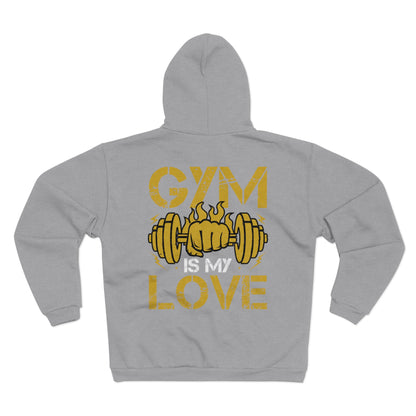 Gym Love Unisex Hooded Zip Sweatshirt - Perfect for Fitness Enthusiasts