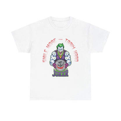 Joker Graphic Unisex Heavy Cotton Tee - "Smile More, Train Hard" White