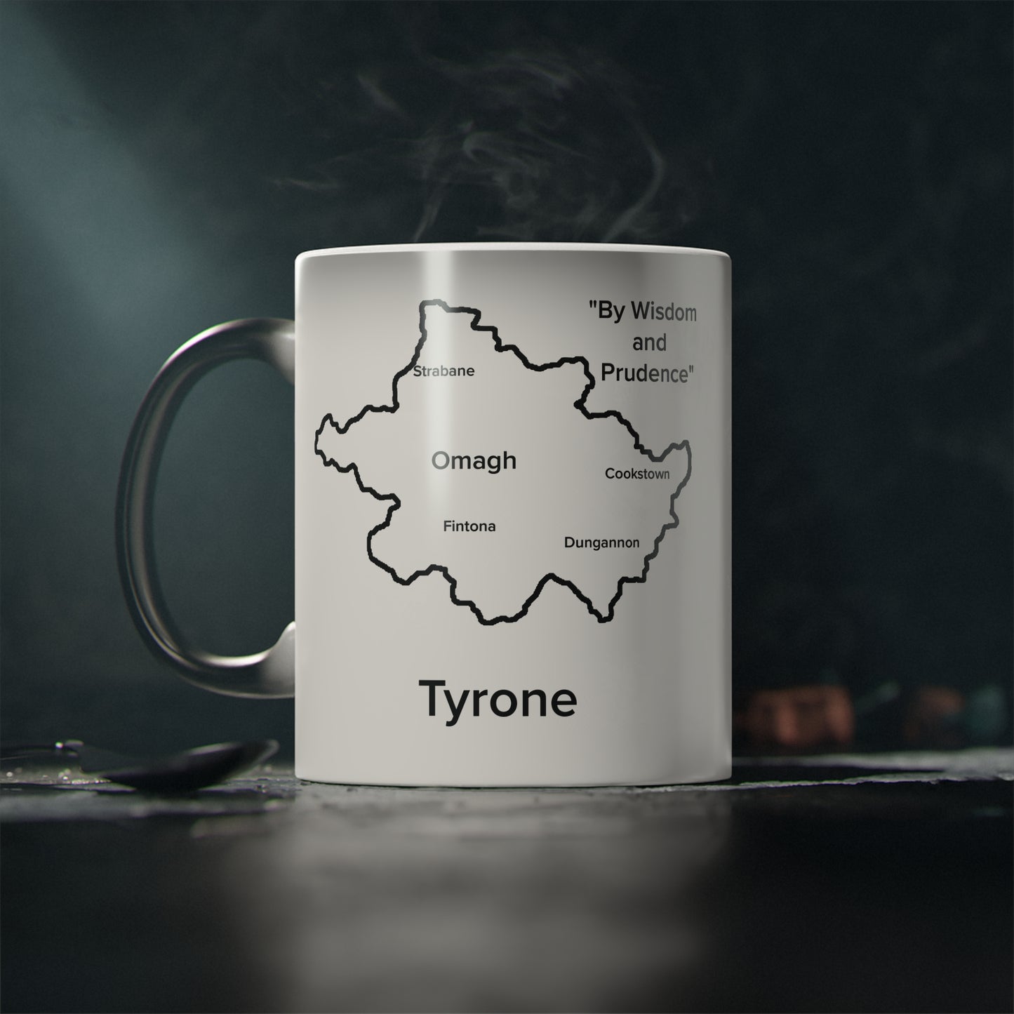 Tyrone Magic Mug: Color - Changing Coffee Cup with Artistic Map Design