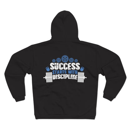 Unisex Hooded Zip Sweatshirt - Success Starts with Discipline