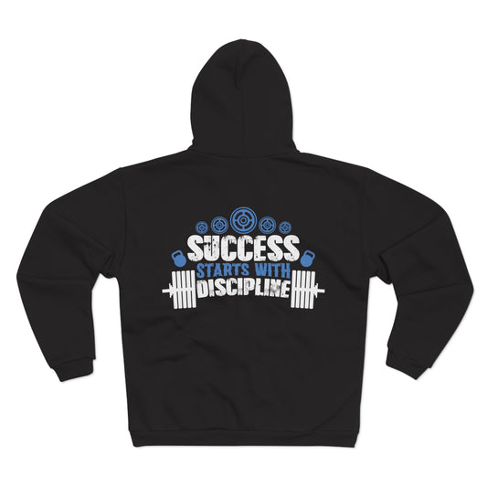 Unisex Hooded Zip Sweatshirt - Success Starts with Discipline